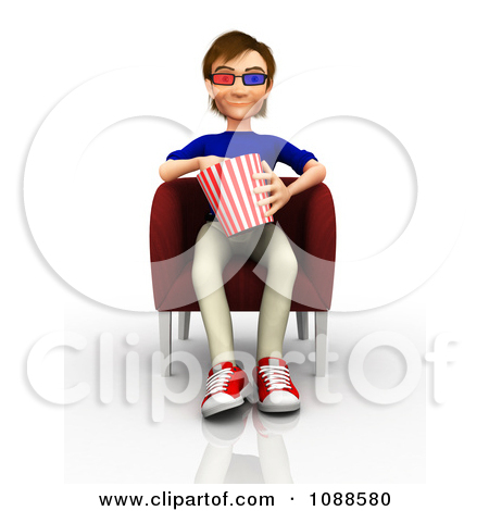People Watching A Movie Clipart Clipart 3d Man Eating Popcorn