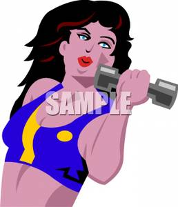 Pretty Girl Lifting Hand Weights   Royalty Free Clipart Picture