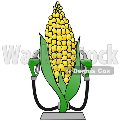 Royalty Free Clipart Of A Corn Ethanol Fueling Station With Two Pumps    