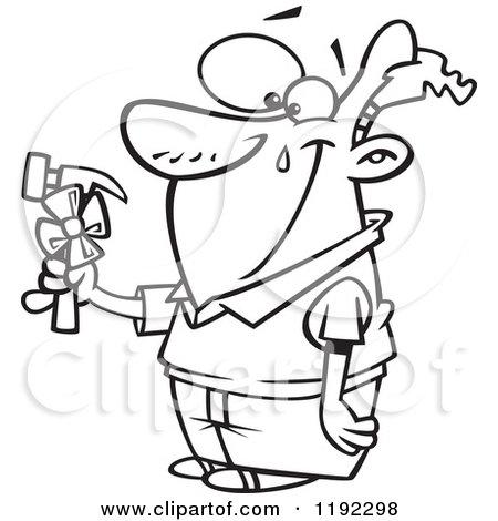 Royalty Free  Rf  Clip Art Illustration Of A Cartoon Man Hammering