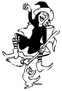 Share Witch Dancing With Cat Bw Clipart With You Friends 