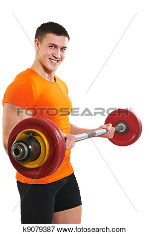 Smiling Fitness Bodybuilder Man At Biceps Brachii Muscles Exercises