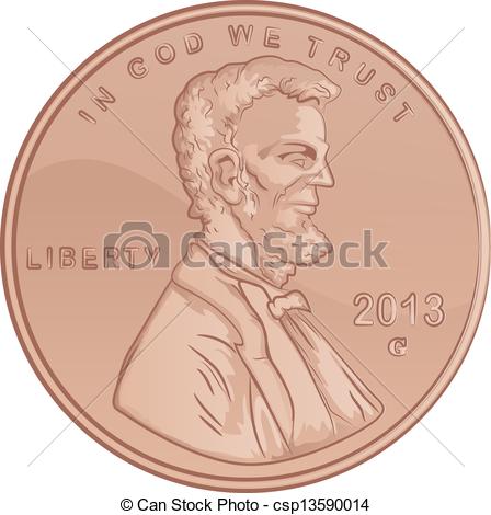 Vector Clip Art Of United States Lincoln Penny   Funny Copper Penny