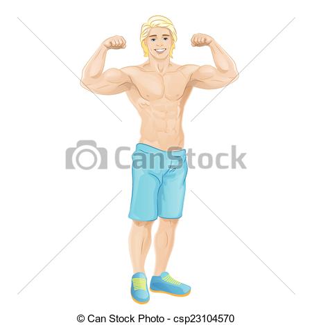 Vector   Sport Man Bodybuilder Muscle Handsome Cartoon Guy   Stock    