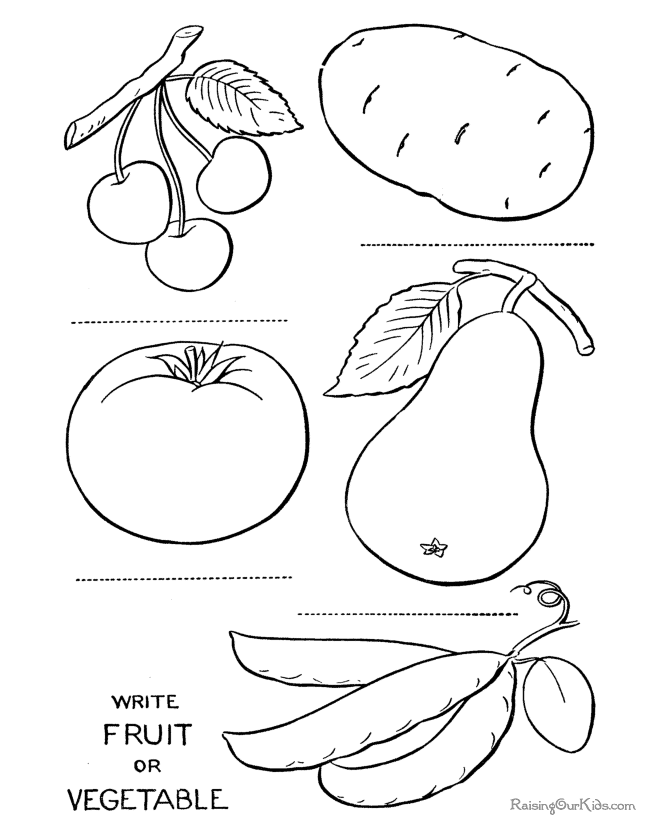 Vegetables Page Printable To Color