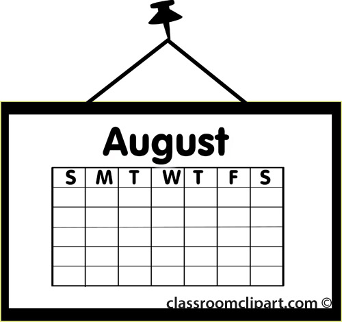 Calendar   Calendar August Outline   Classroom Clipart