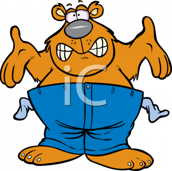 Cartoon Clipart Picture Of A Bear Wearing Pants With Empty Pockets