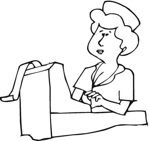 Cashier In A Shop Coloring Page   Supercoloring Com