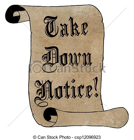 Clip Art Of Black Take Down Notice On Scroll   Black Take Down Notice
