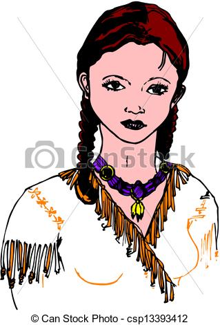 Clip Art Of Woman Native American Indian Csp13393412   Search Clipart