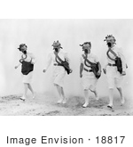 Four Female Nurses Walking Through Smoke And Wearing Gas Masks During    
