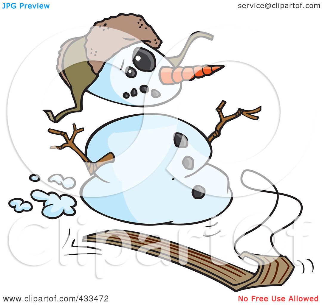 Free  Rf  Clipart Illustration Of A Sledding Snowman By Ron Leishman