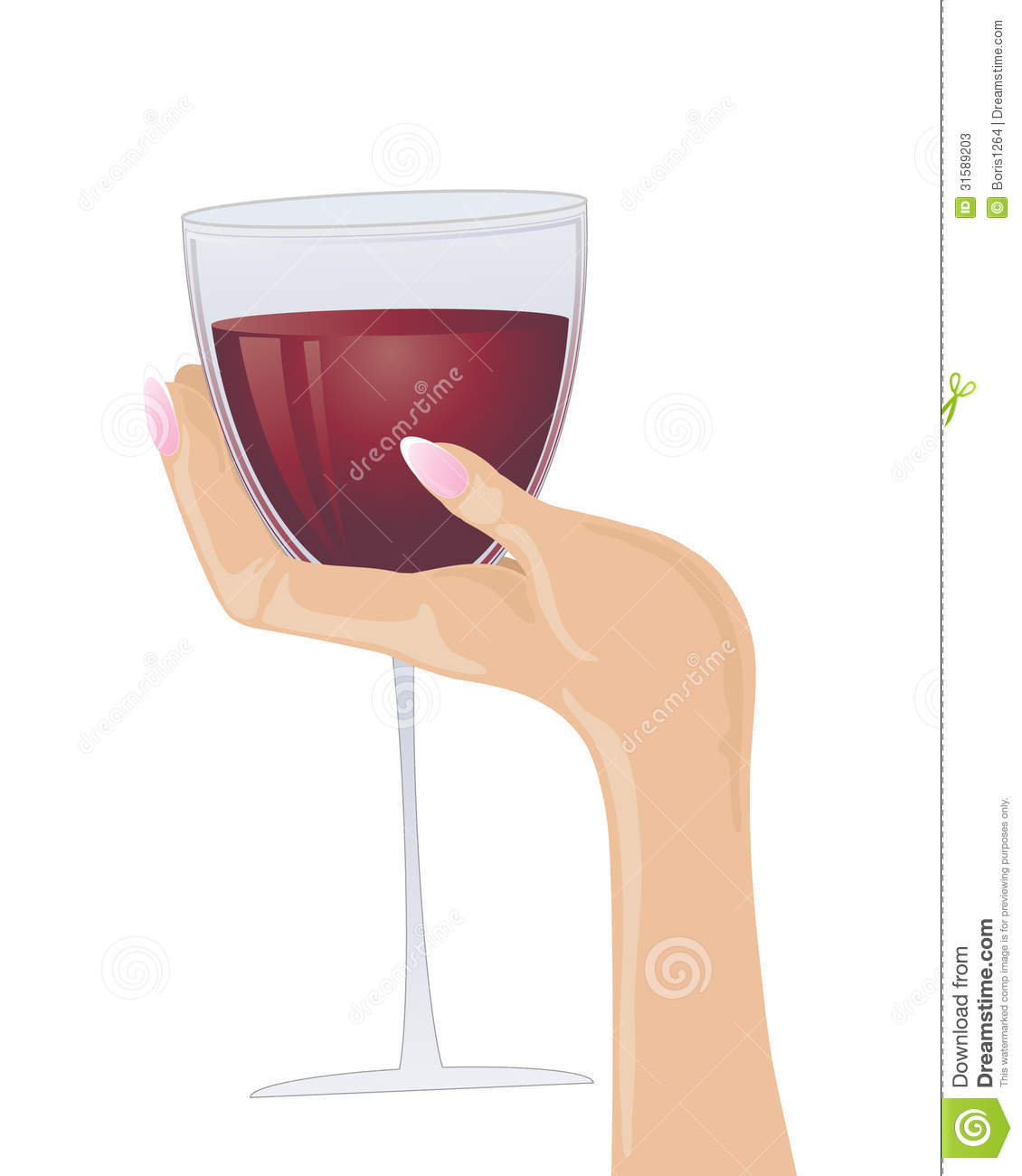 Holding A Half Full Glass Of Red Wine Isolated On A White Background