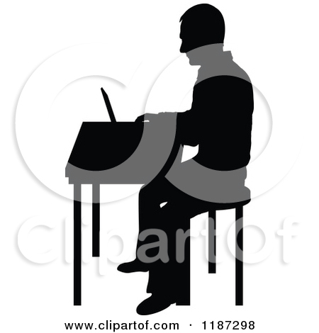 Laptop At A Desk   Royalty Free Vector Clipart By Maria Bell  1187298