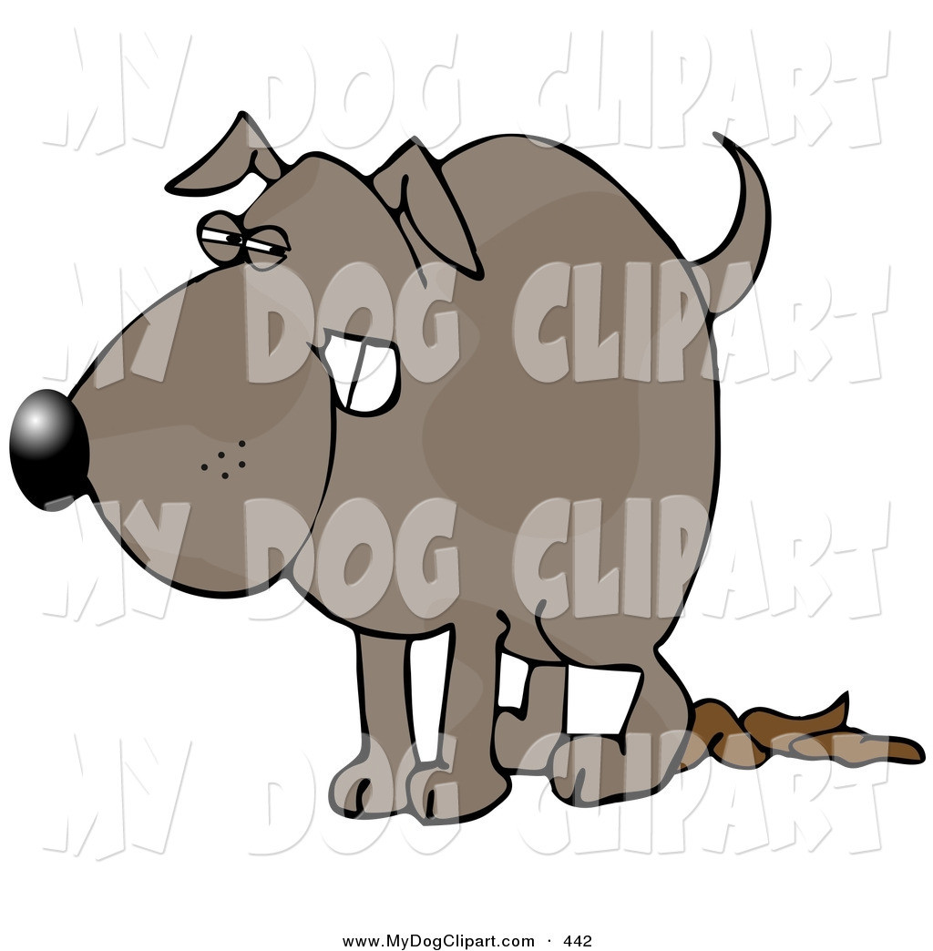 Larger Preview  Clip Art Of A Grumpy Dog Pooping On The Floor By