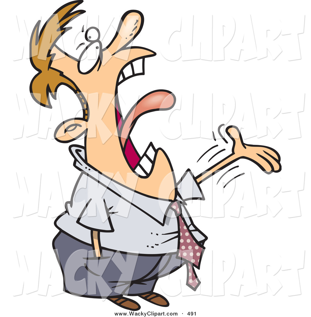 Larger Preview  Clipart Of A Caucasian Man Complaining And Screaming    