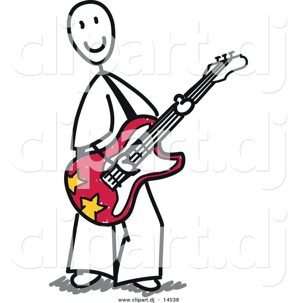 Larger Preview  Vector Clipart Of A Happy Stick Figure Guitarist