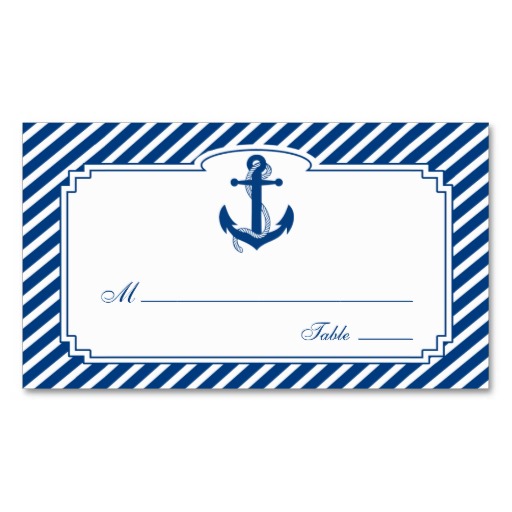 Navy Blue Nautical Wedding Name Cards Business Card Templates   Zazzle