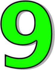 Number 9 Green    Signs Symbol Alphabets Numbers Outlined Numbers