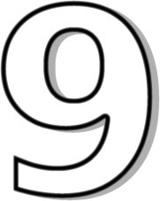 Number 9 White    Signs Symbol Alphabets Numbers Outlined Numbers
