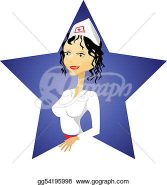     Of A Female Nurse In A Blue Star  Clipart Drawing Gg54195998