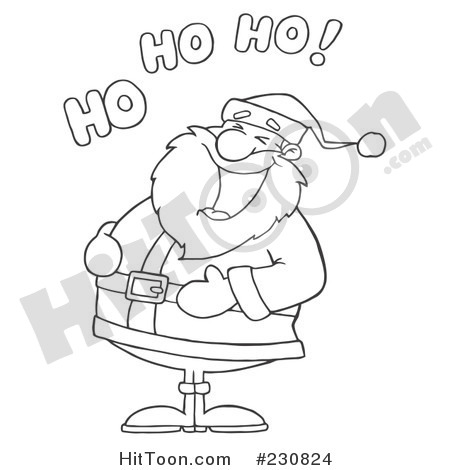 Santa Clipart  230824  Coloring Page Outline Of Santa Laughing With Ho    