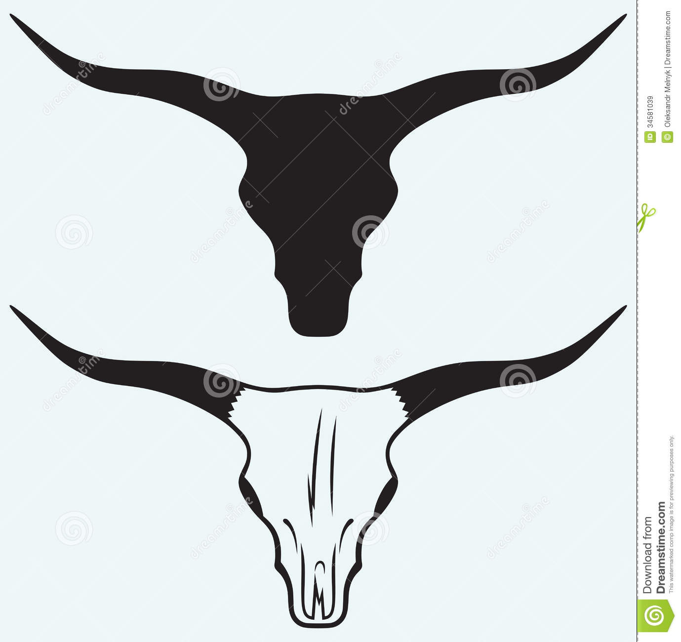 Skull Of A Bull Isolated On Blue Background