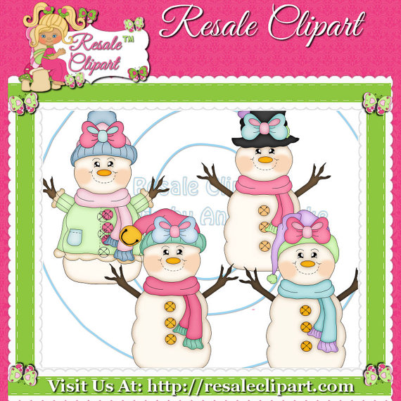 Snowman Girls Fun 1 Clipart  Digital Download 