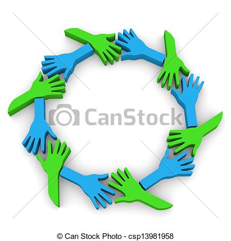 Stock Illustration   Circle Of Friendship Hands 3d In Wh   Stock