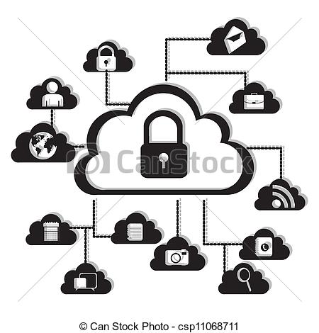 Vector Clip Art Of Network Security   Illustration Of Cloud Technology