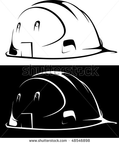 Vector  Construction Workers Hard Hat On White And Black Background