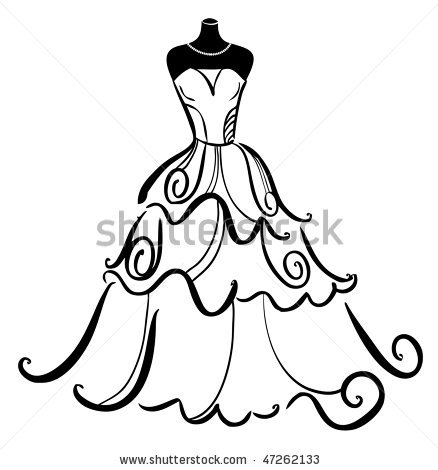 Wedding Dress Outline Stock Vector Wedding Dress 47262133 Jpg