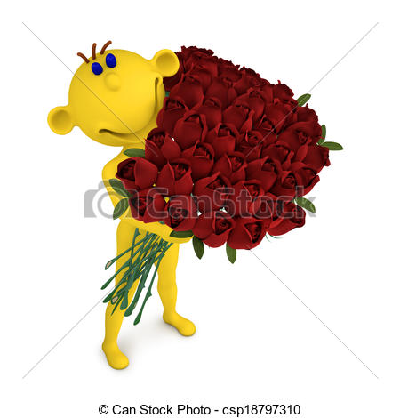 Yellow Man With The Bouquet Of Roses To The Valentine S Day
