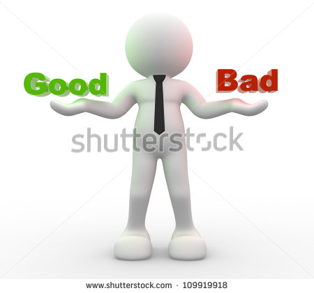 3d People   Man Person Presents Good And Bad Words   Stock Photo