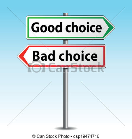 Art Of Vector Good Or Bad Choice Sign   Vector Illustration Of Good