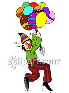 Carried Away By A Bunch Of Balloons   Royalty Free Clipart Picture