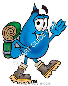 Cartoon Water Drop Character Hiking Clipart Picture