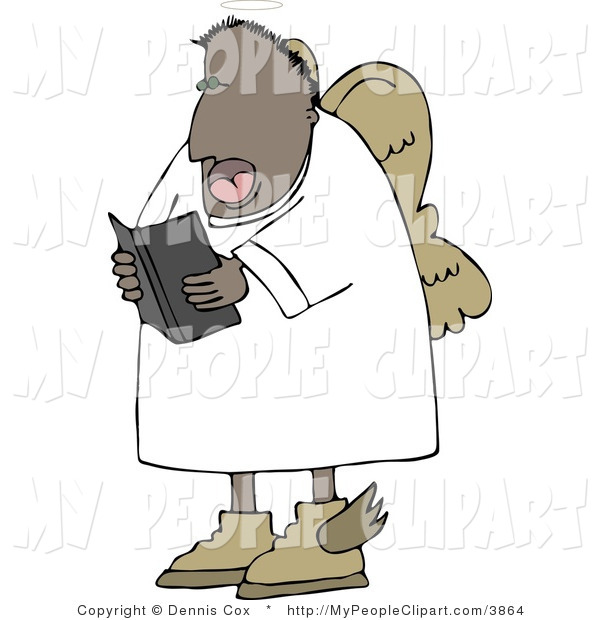 Clip Art Of A Black Angel Reading From A Bible By Djart    3864