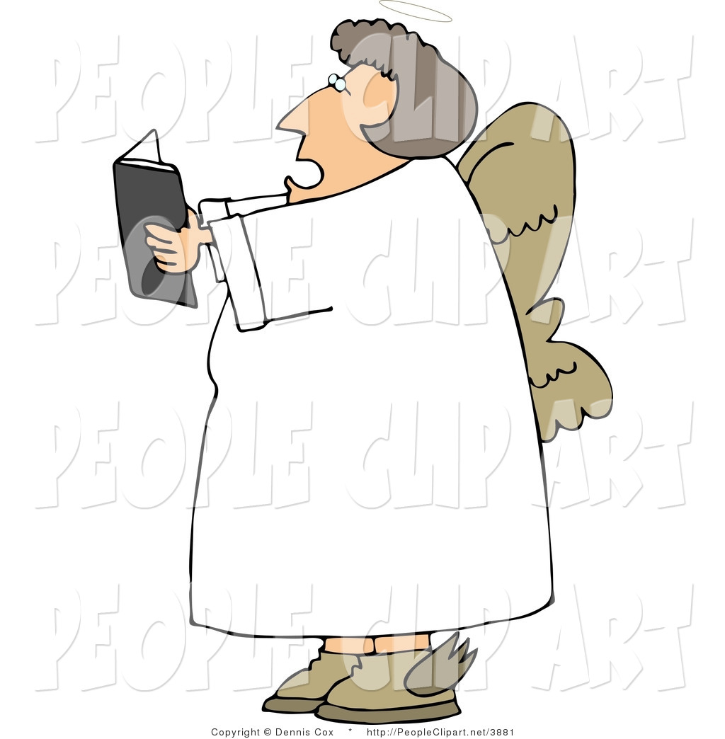 Clip Art Of A Female Angel Reading From The Bible By Djart    3881