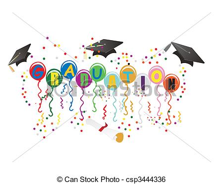 Clip Art Vector Of Graduation Ballons For Celebration Illustration