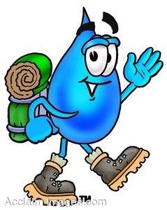 Clipart Illustration Of The Waterdrop Cartoon Character Hiking With A
