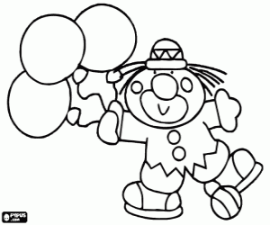 Clown With Three Balloons In Hand Group Of Clowns In A