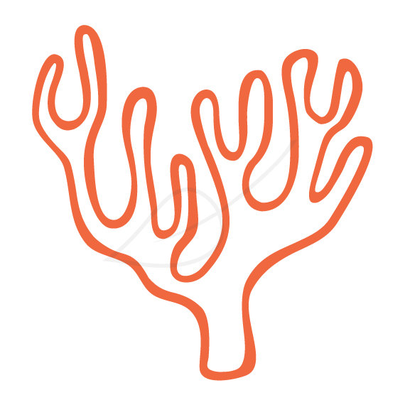 Coral Reef Digital Stamp Clip Art In Orange By Greengardenstudios