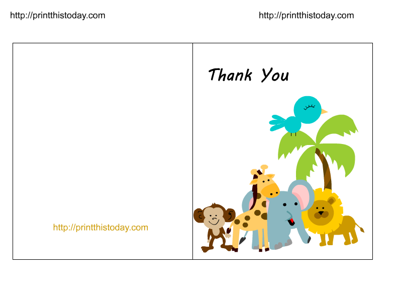Free Jungle Baby Shower Thank You Cards  Printable    Print This Today