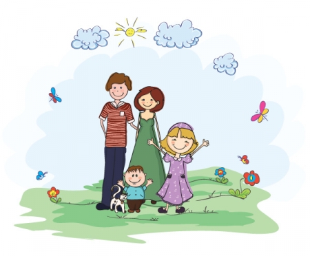 Home   People   Family In The Park Vector Illustration