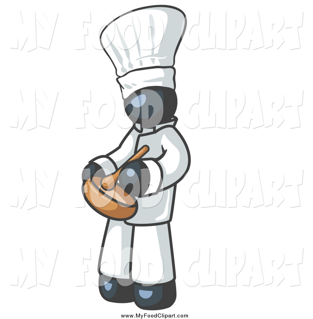 Larger Preview  Food Clip Art Of A Navy Blue Chef Stirring Ingredients