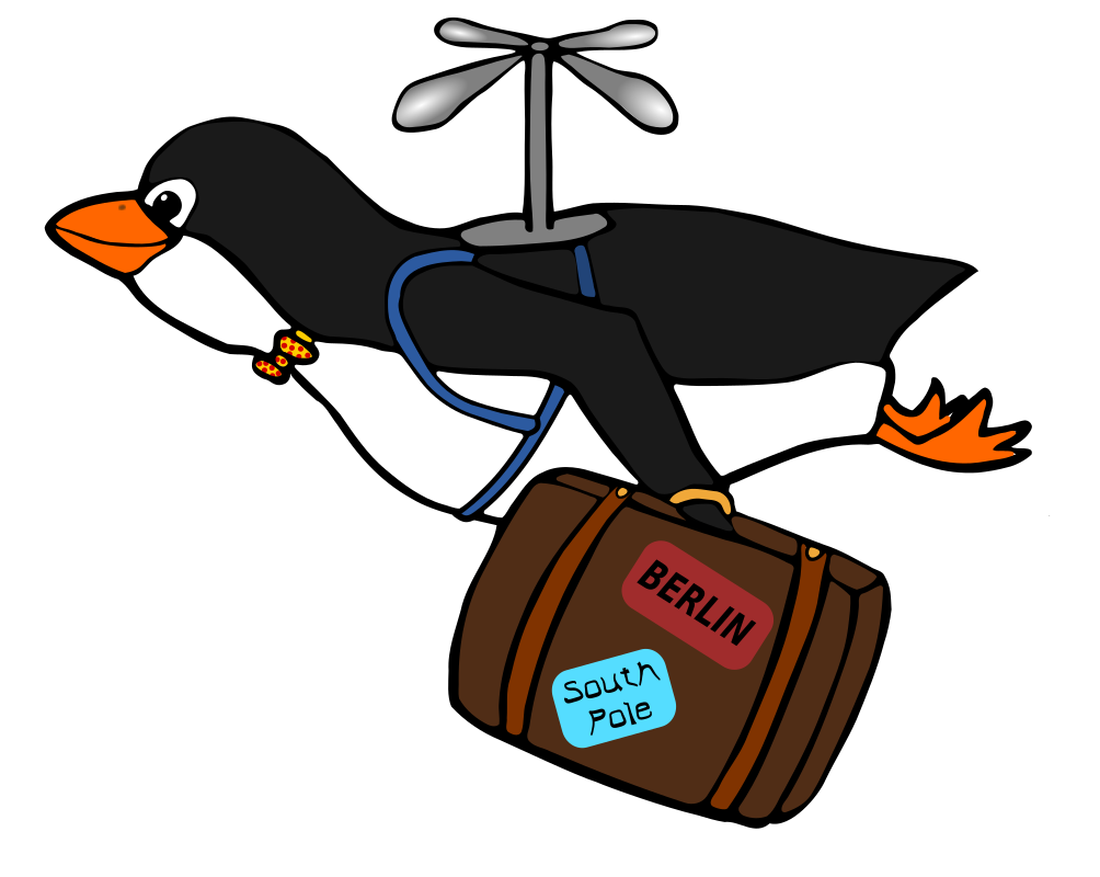 Migrating Penguin By Moini   Penguin Flying With A Suitcase Designed