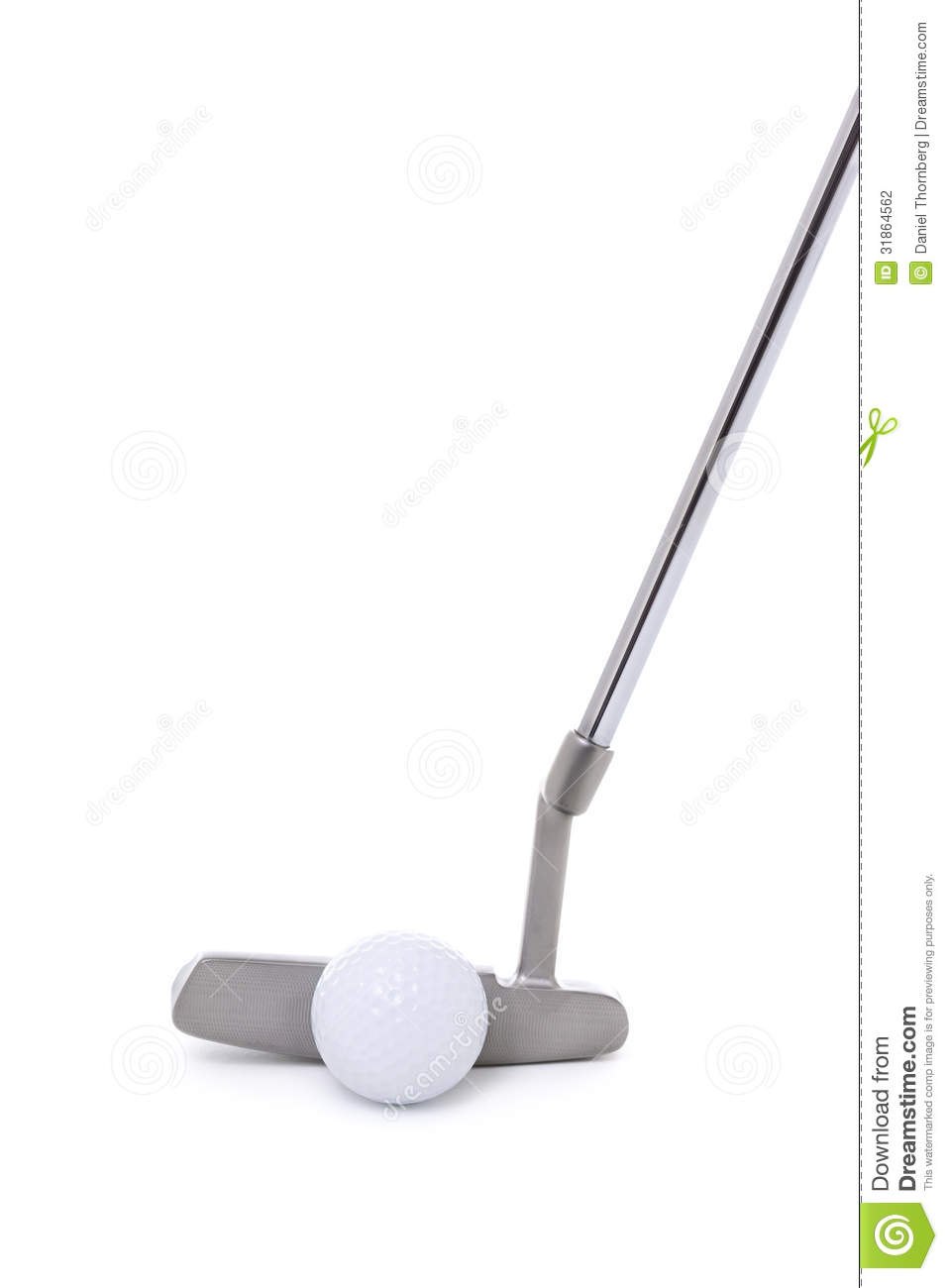 Modern Golf Putter And Ball On A White Background