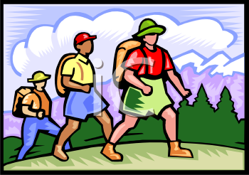 People Hiking In The Mountains   Royalty Free Clip Art Illustration