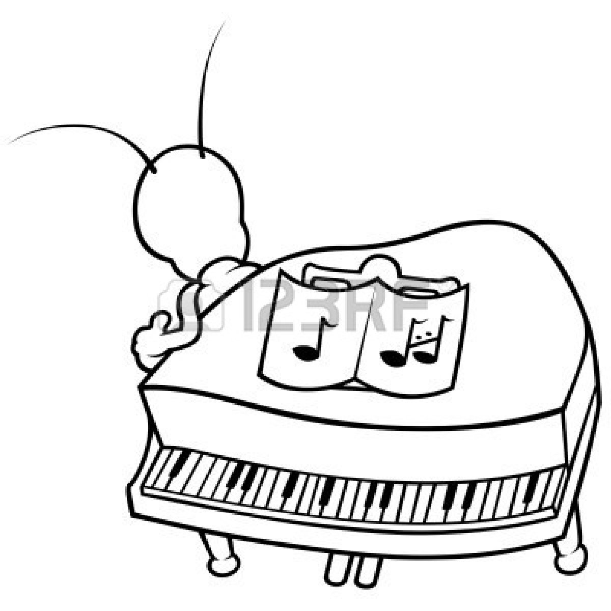 Piano Keyboard Clipart Black And White 8669844 Bug And Piano  Black